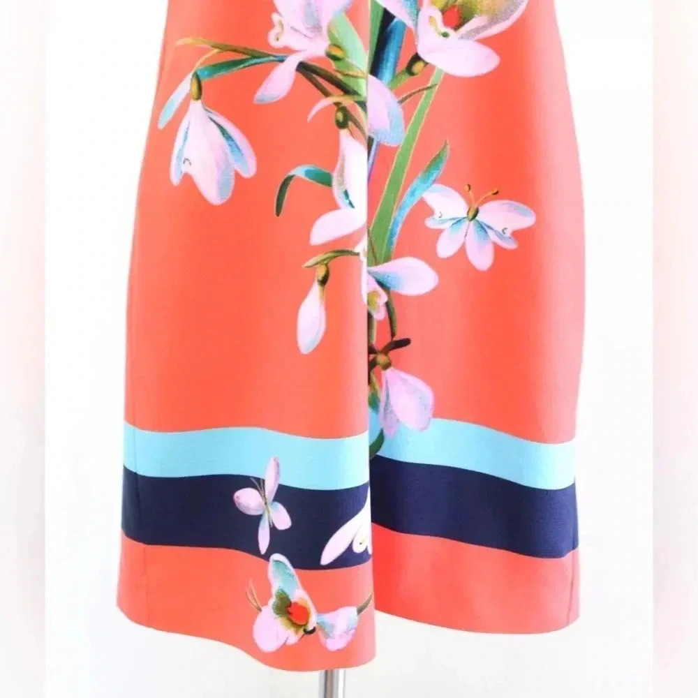 Ted Baker Leea Orange Colorful Floral Print Cold Shoulder Dress Size 4,  012 - Picture 7 of 10